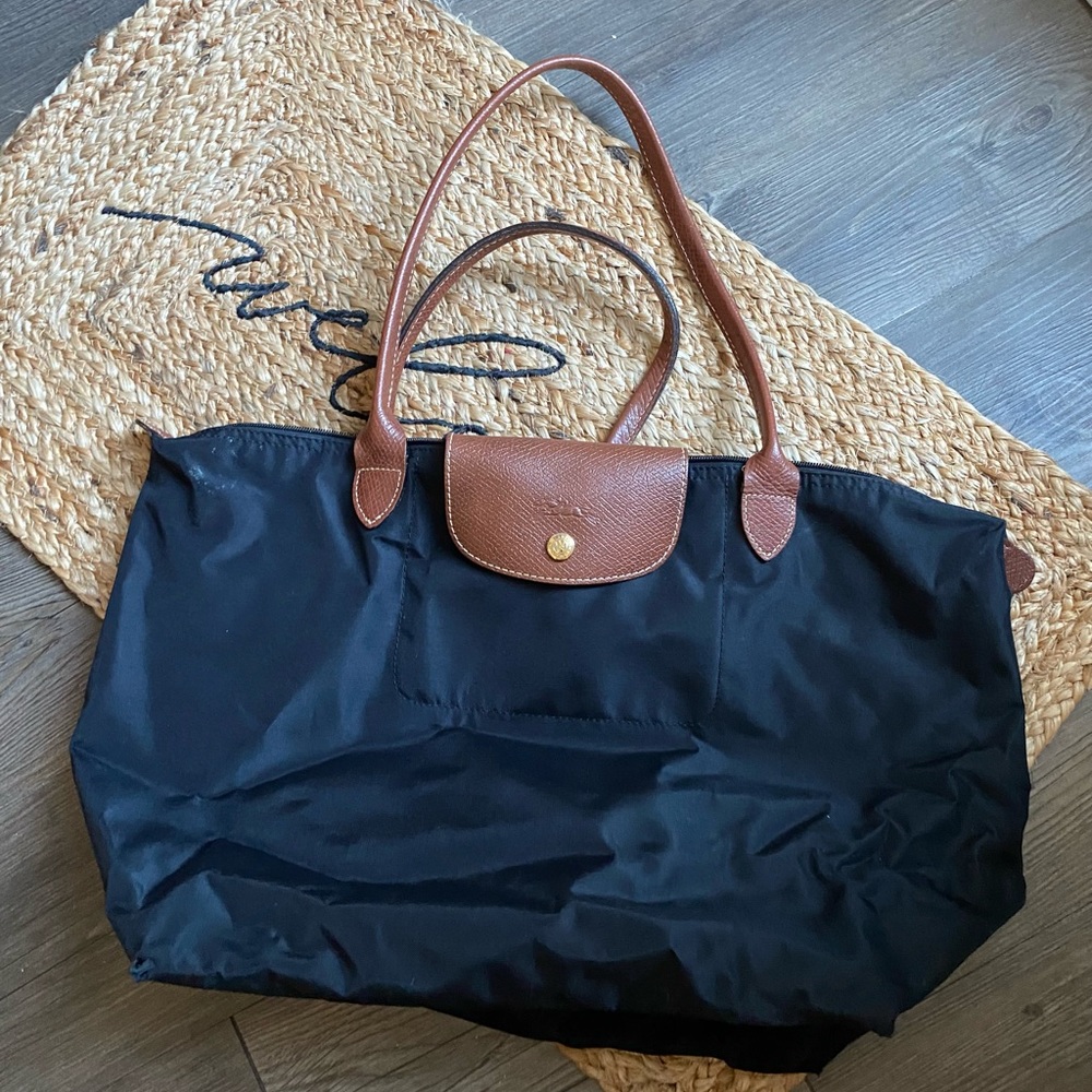 Longchamp La Pliage large size black tote bag